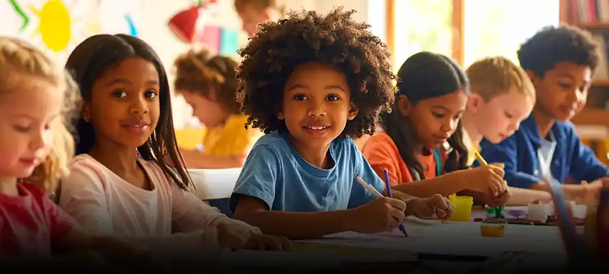 group of kids students in a classroom